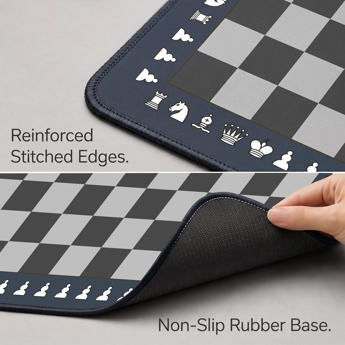 Chess Mouse Pad (Nave Blue Grey Chessboard / 35.4" x 15.7")