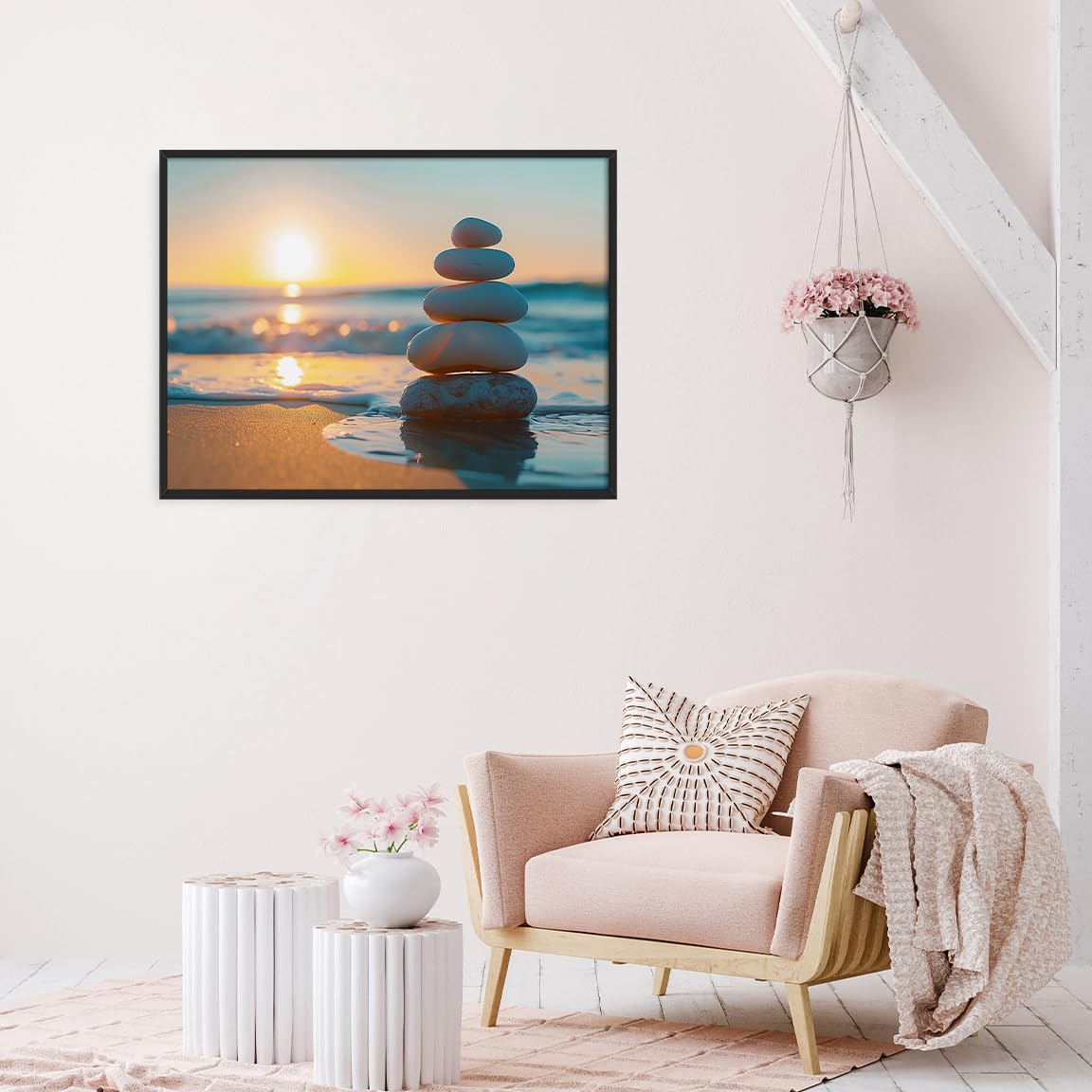 Zen Ocean Sunset Wall Art (Black Aluminum Frame-1 / 16"L x 20"W)