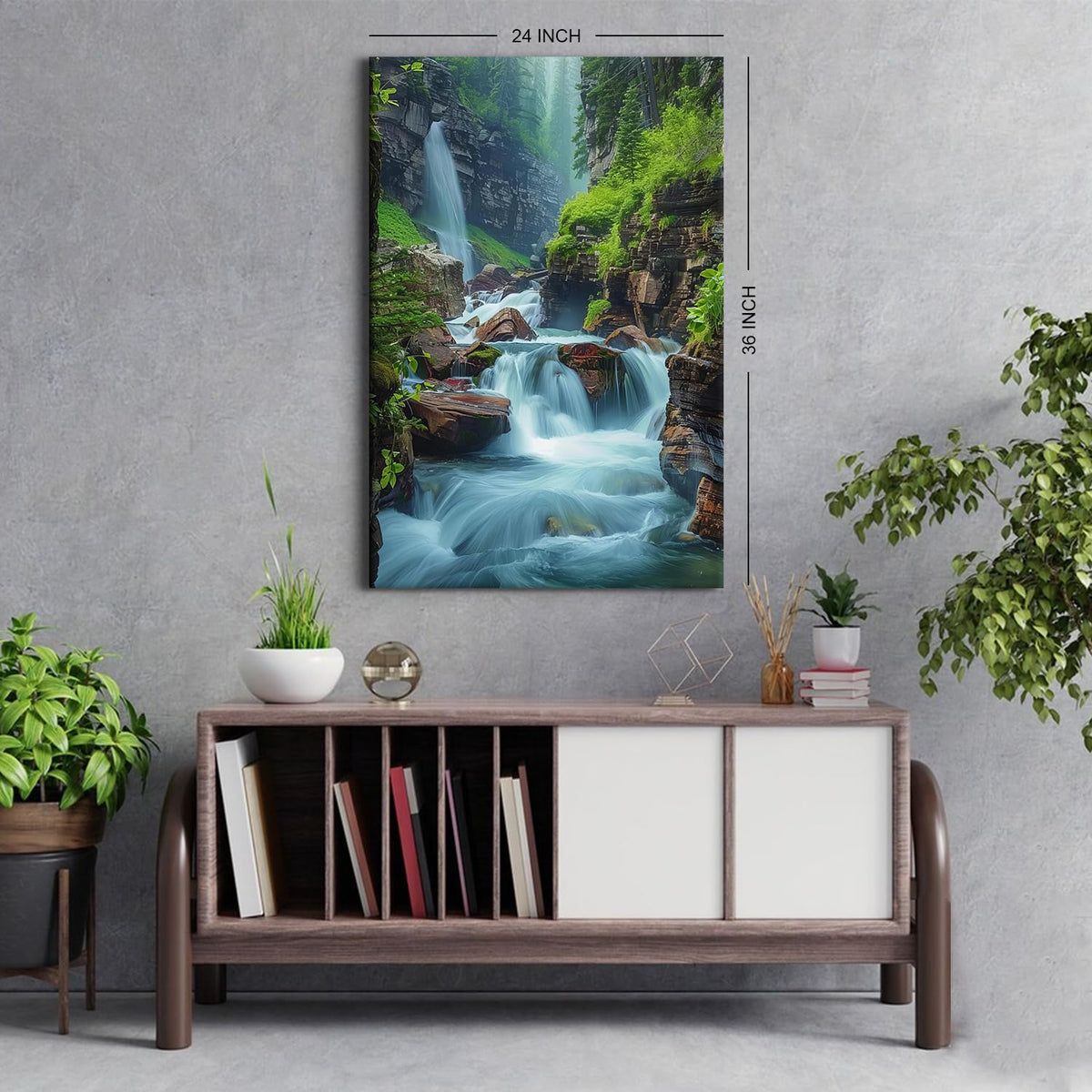 Zen Wall Art Nature Waterfall Wall Decor for Living Room Office Decor National Park Canvas Picture Glacier Virginia Falls Landscape Poster Forest Lake Painting Artwork Home Bedroom Decorations 24x36” (24"L x 36"W / ZRPB06)