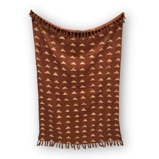 100% Cotton Throw Blanket Handloomed Ethnic Block Print Blanket Cotton Throw Blanket Indian Indigo Mudcloth for Home Decor with Tassels (Rust / 50 X 70 Inches)