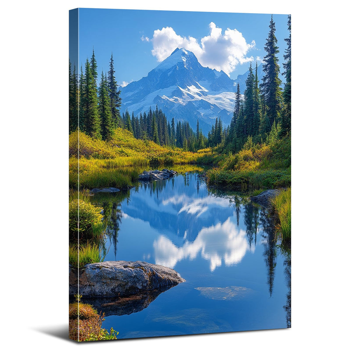 Mount Rainier Wall Art Mountains Pictures Living Room Decor National Park Canvas Prints Posters Nature Landscape Wall Decor Forest Lake Scenic Painting Artwork for Bedroom Home Decoration 32x48" (48"L x 32"W / Mount Rainier)