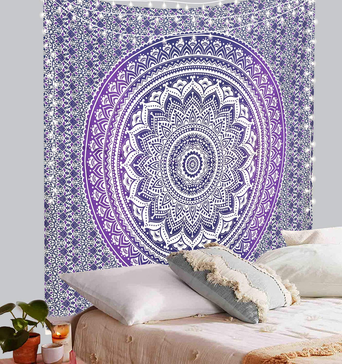 Ombre Wall Hanging Bohemian Tapestry (Purple Blue / 60"L x 54"W)