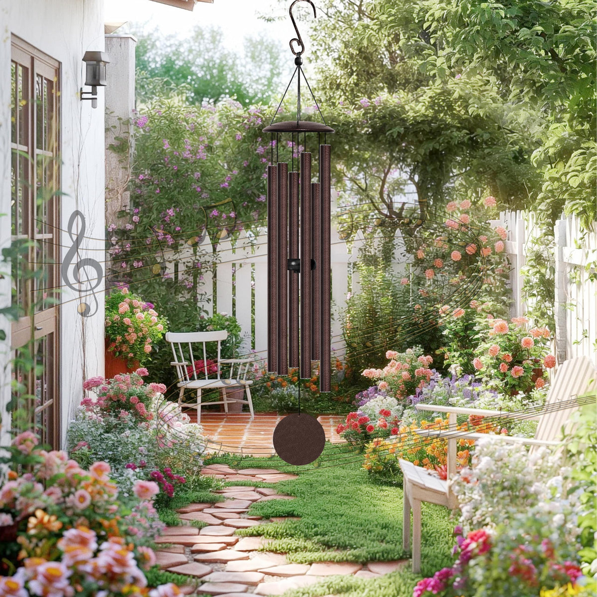 38" Wind Chimes for Outside (Thick Frosted Brown / 38")