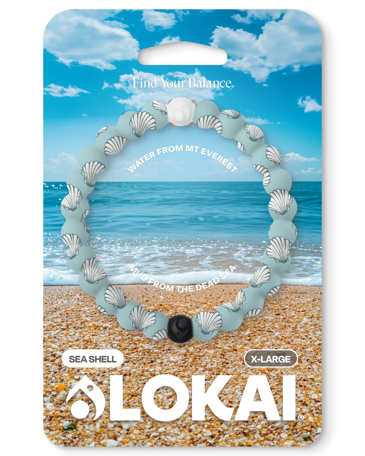 Silicone Beaded Bracelet for Women & Men (Seashell / Extra Large 7.5")