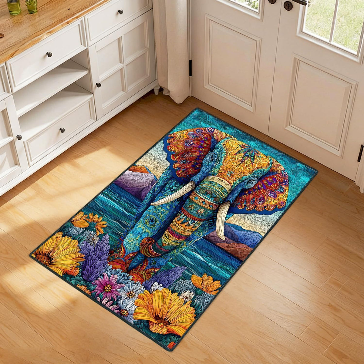Washable 2x3 Entry Rug Boho Elephant Area Rug (07 / 2' x 3' (Rectangular))