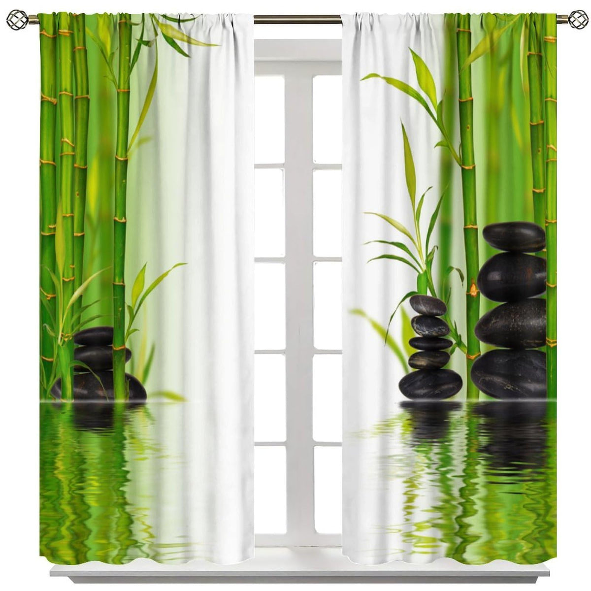 Japanese Bamboo Blackout Curtains (26"W x 96"L (Pack of 2) / Zen-13)