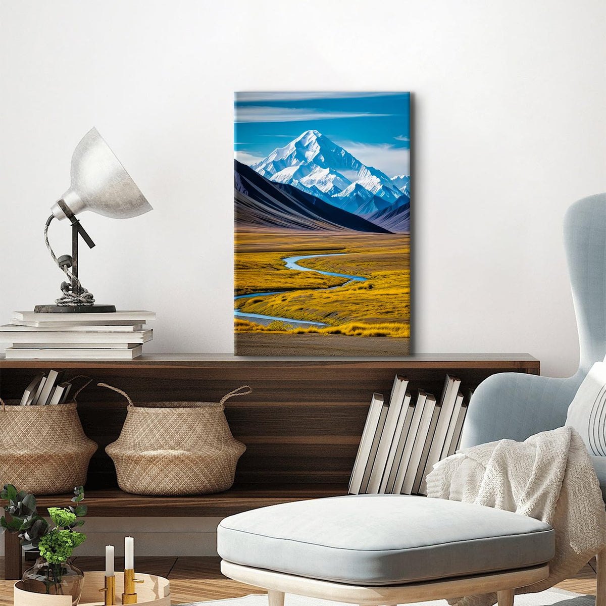 McKinley Mountain Wall Art Denali National Park Pictures Bathroom Decor Mountain Landscape Canvas Photo Alaska Scenery Painting Nature Artwork for Bedroom Living Room Home Decoration 16x24" (24"L x 16"W / McKinley)