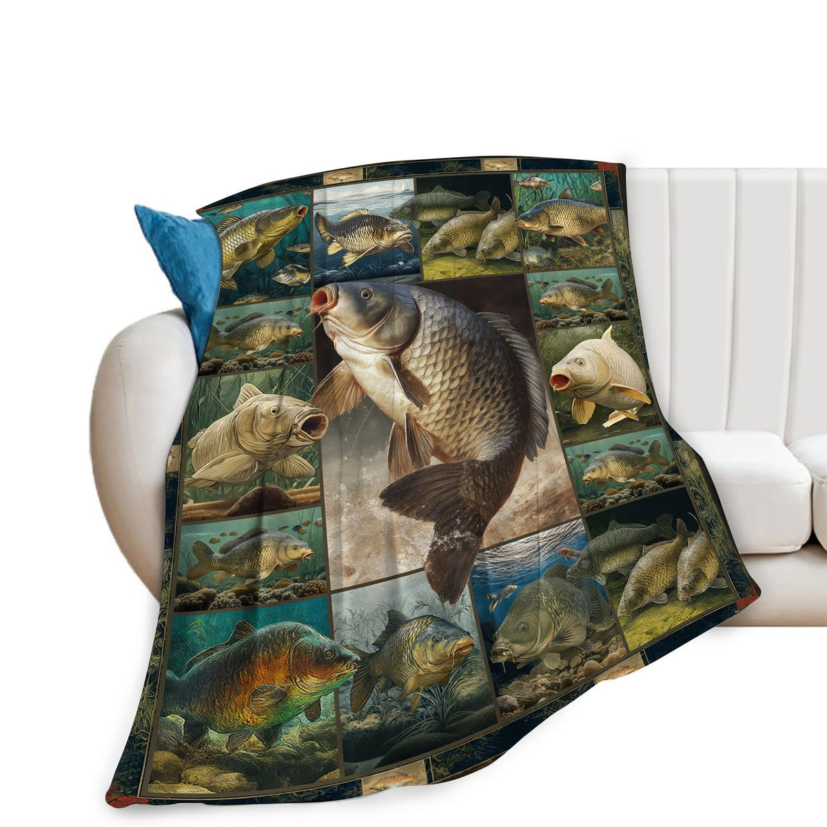 Bass Fishing Throw Blanket (60"x80" / Carp)