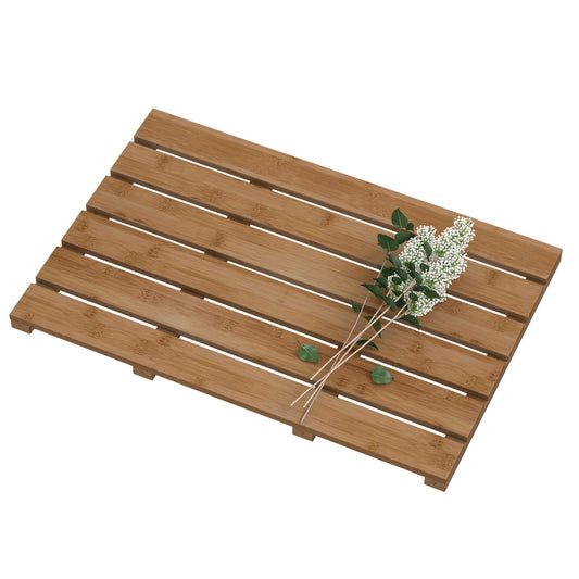 Bamboo Wooden Bath Floor Mat for Luxury Shower (Walnut / 21.3" x 14.2" (Rectangular))