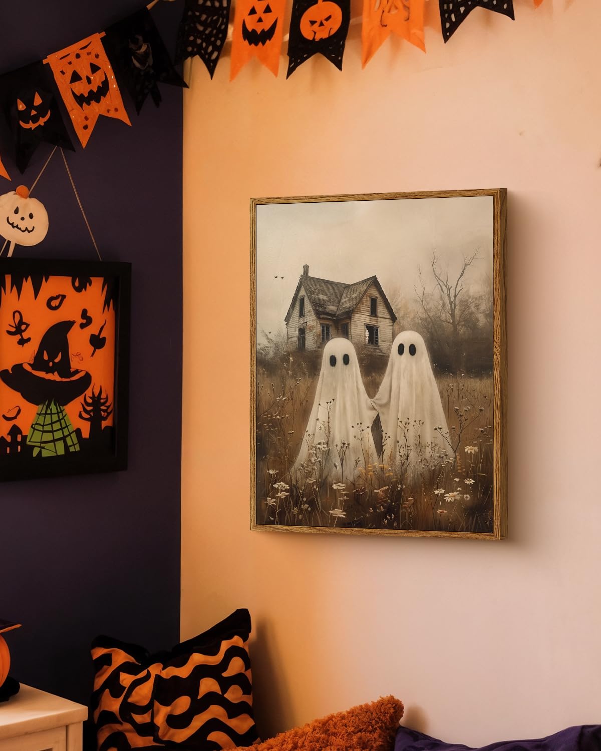 Vintage Halloween 12x16 Framed Canvas Wall Art (Together / 16"L x 12"W)