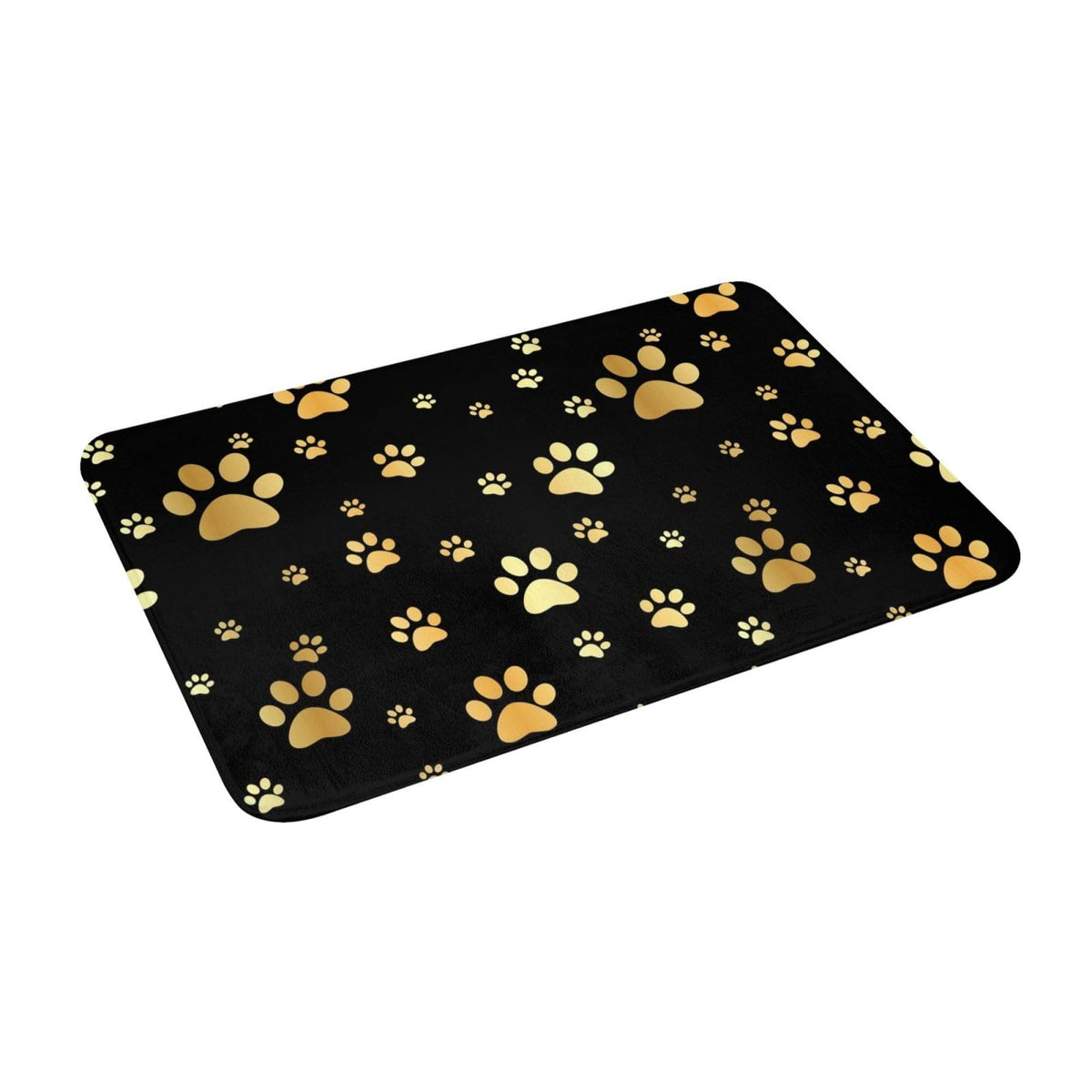 Dog Gold Paw Prints Bath Mat Non (1'4" x 1'11" (Rectangular) / Dog Gold Paw Prints)