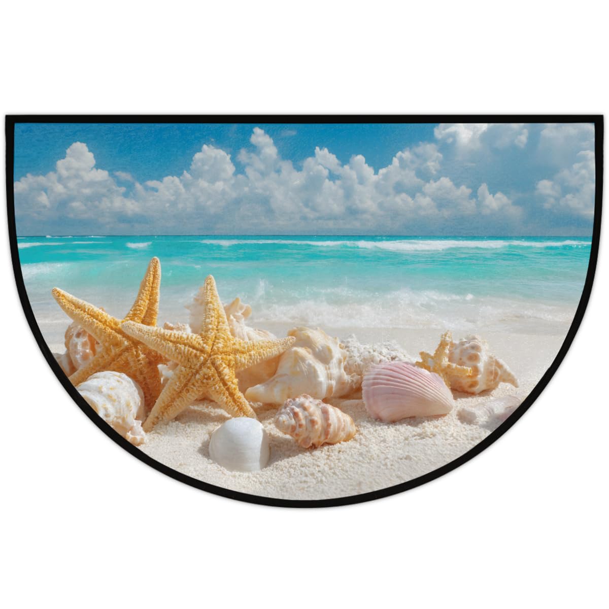 Front Door Mat Indoor Outdoor Entrance (A-01 Beach Ocean Starfish)
