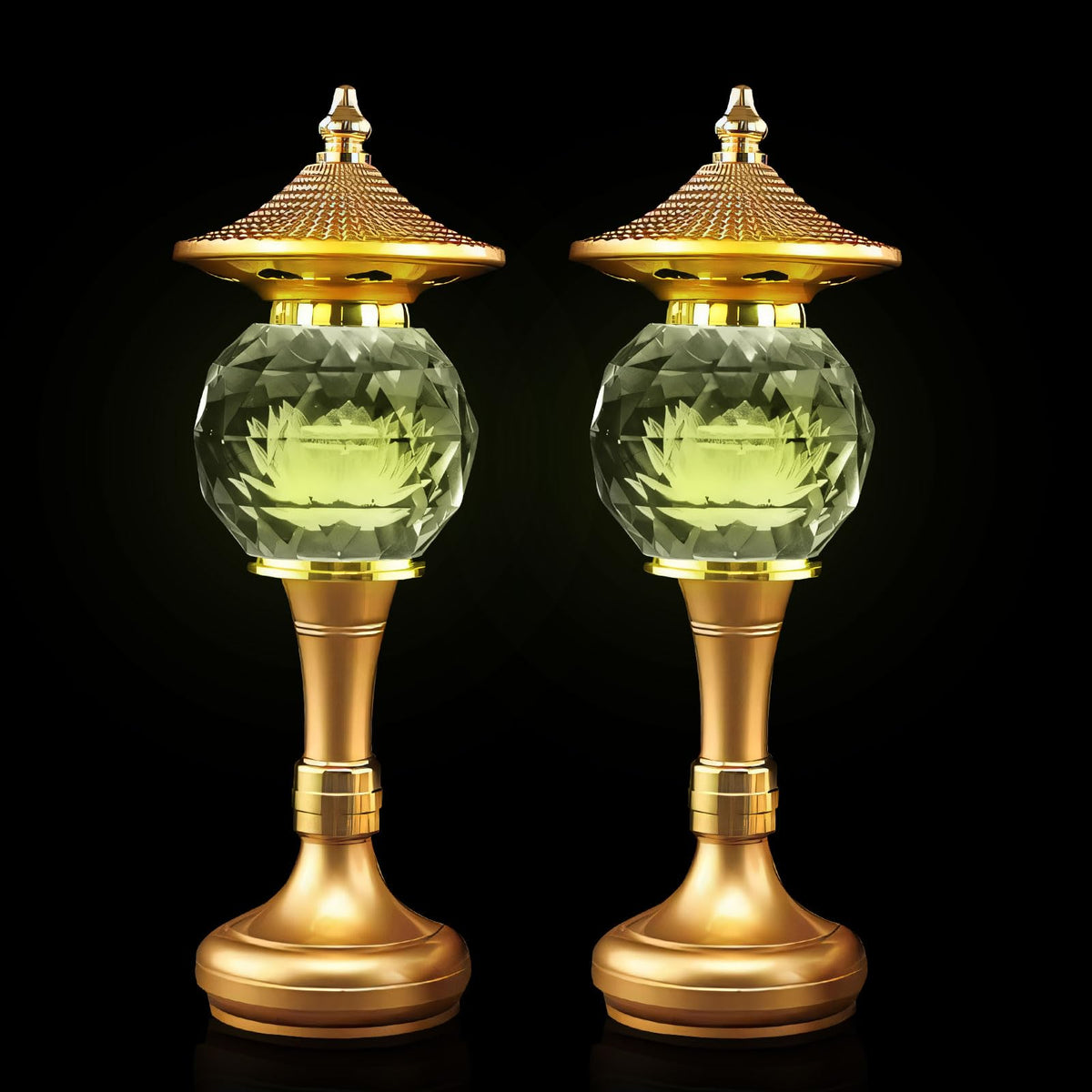 Lotus Flower Lamp Pineapple Crystal 7 Color LED Buddhist Meditation (Z11-10inch)