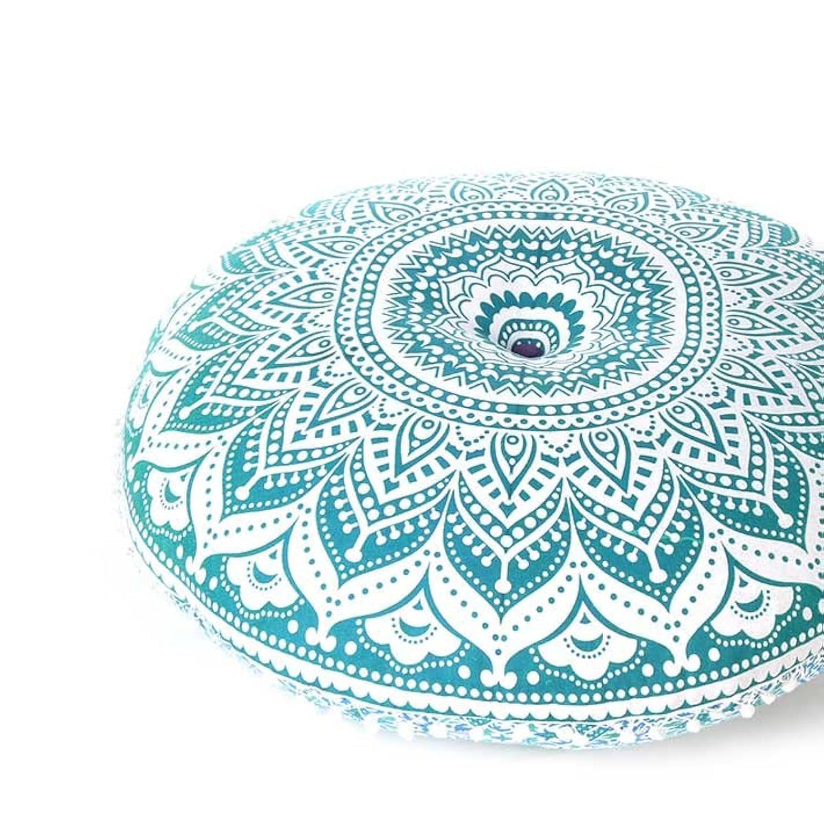 Mandala Floor Pillow Cover Meditation Cushion Seating Throw Hippie Round Colorful Decorative Bohemian Indian Pouf Ottoman Handmade Cover ONLY (32" x 32" (Pack of 1) / Ombre Green Round)
