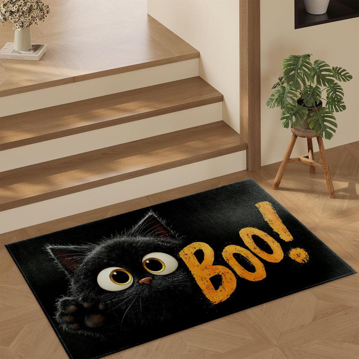 Cute Cat Door Mat Indoor 17x29.5 Inch Non Woven Entryway Area Rug (Cat 02)