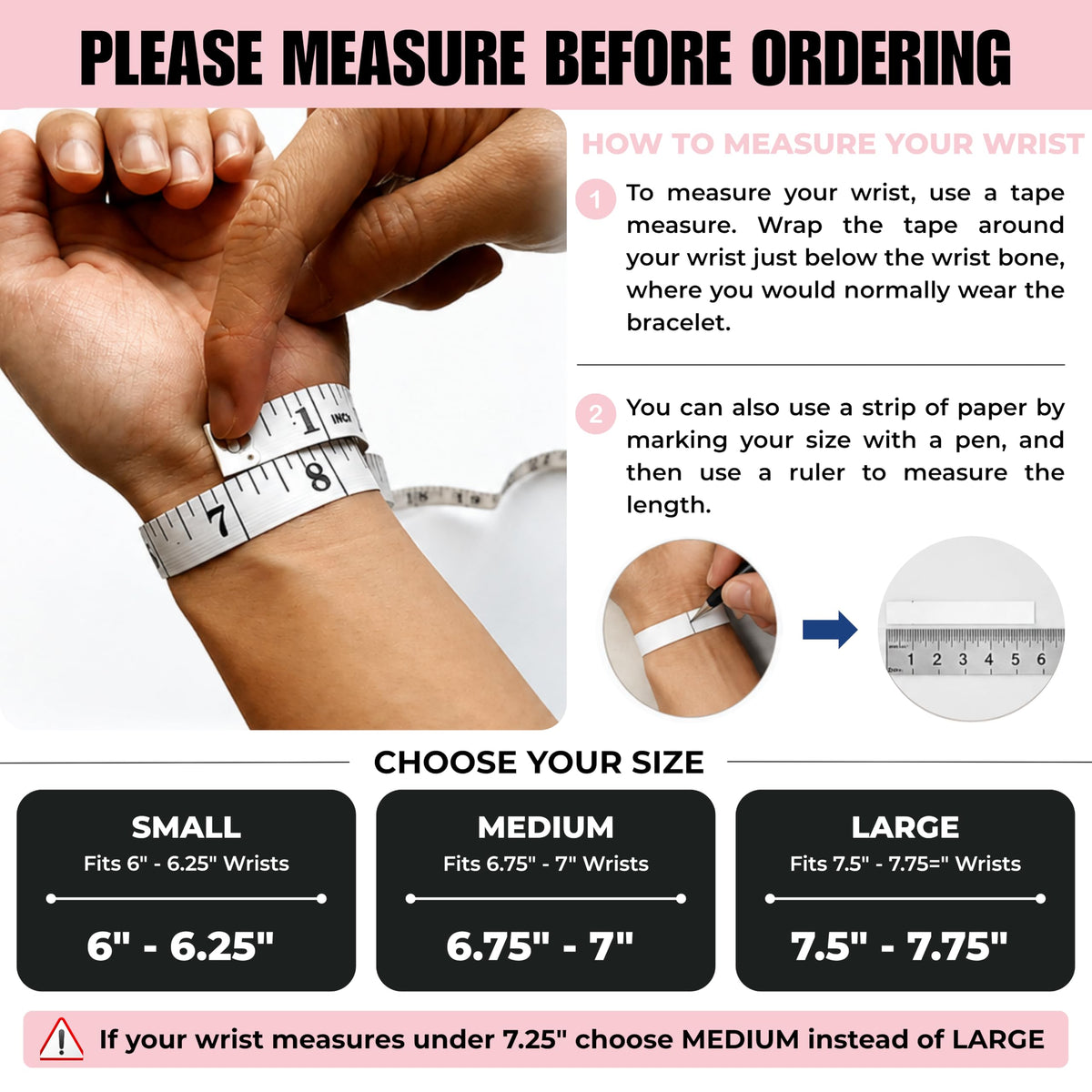 Rose Quartz Bracelet 4mm Beaded Bracelet (Rose Quartz / Medium)