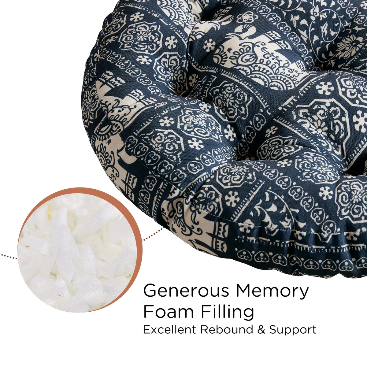 Round Floor Pillows (2 Count (Pack of 1) / Round | Indigo Elephant)