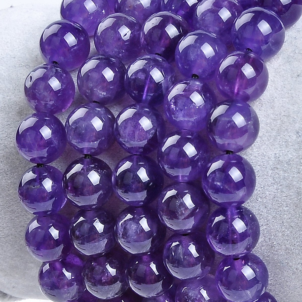 6mm Natural Healing Power Gemstone Crystal Round Adult Beads Unisex Adjustable Macrame Bracelets (Natural Amethyst / 6mm)