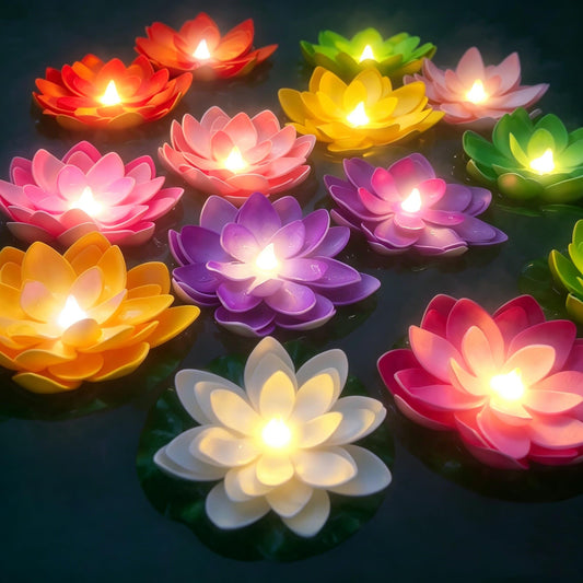 14Pcs Floating Pool Lights Floating Pool Lotus Flowers with Lights (Multicolor)
