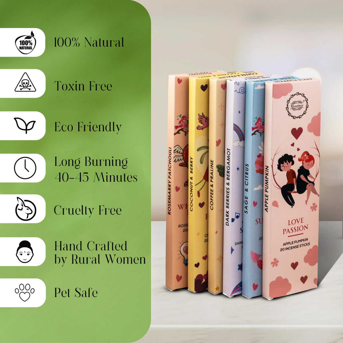 Natural Incense Sticks with Insence Holder (Enchanted Moments)