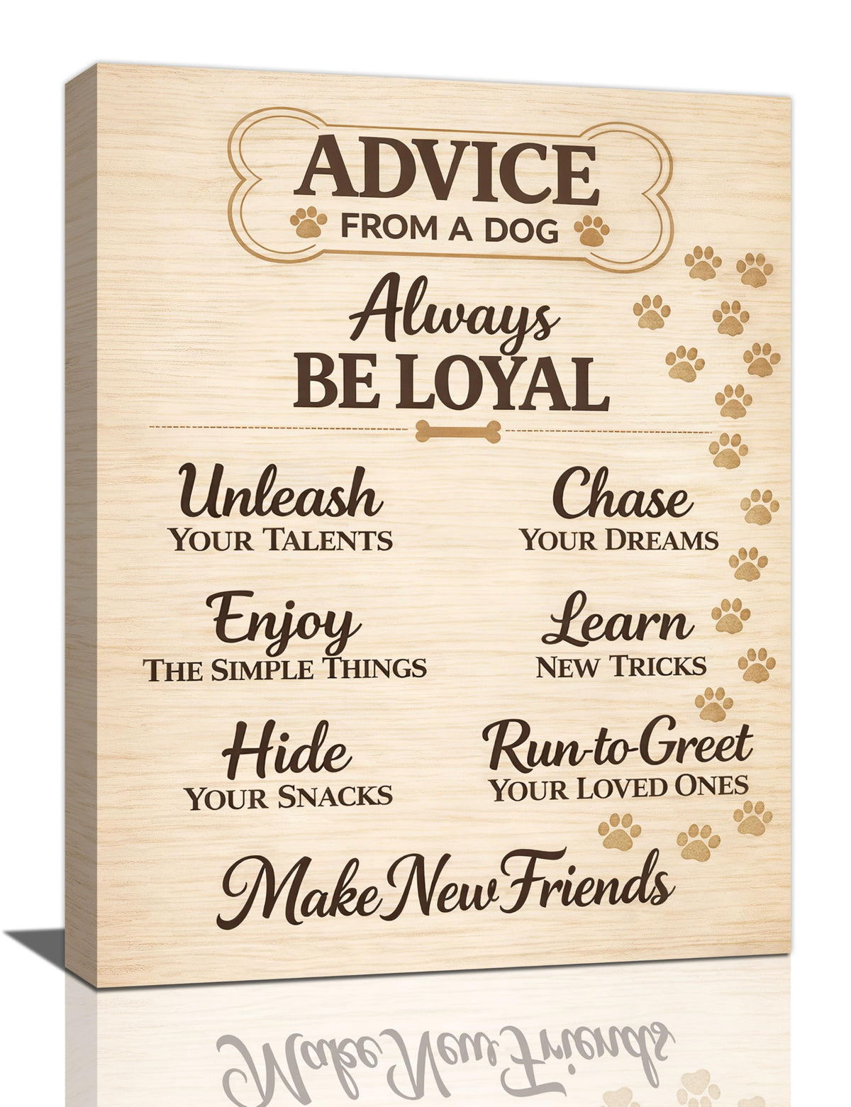 Funny Dog Saying Wall Art Inspirational Dog Quotes Wall Decor Cute Puppy Paw Canvas Painting Pictures for Canine Lover Bedroom Living Room 20"x24" (Dog Advice / 24"L x 20"W)