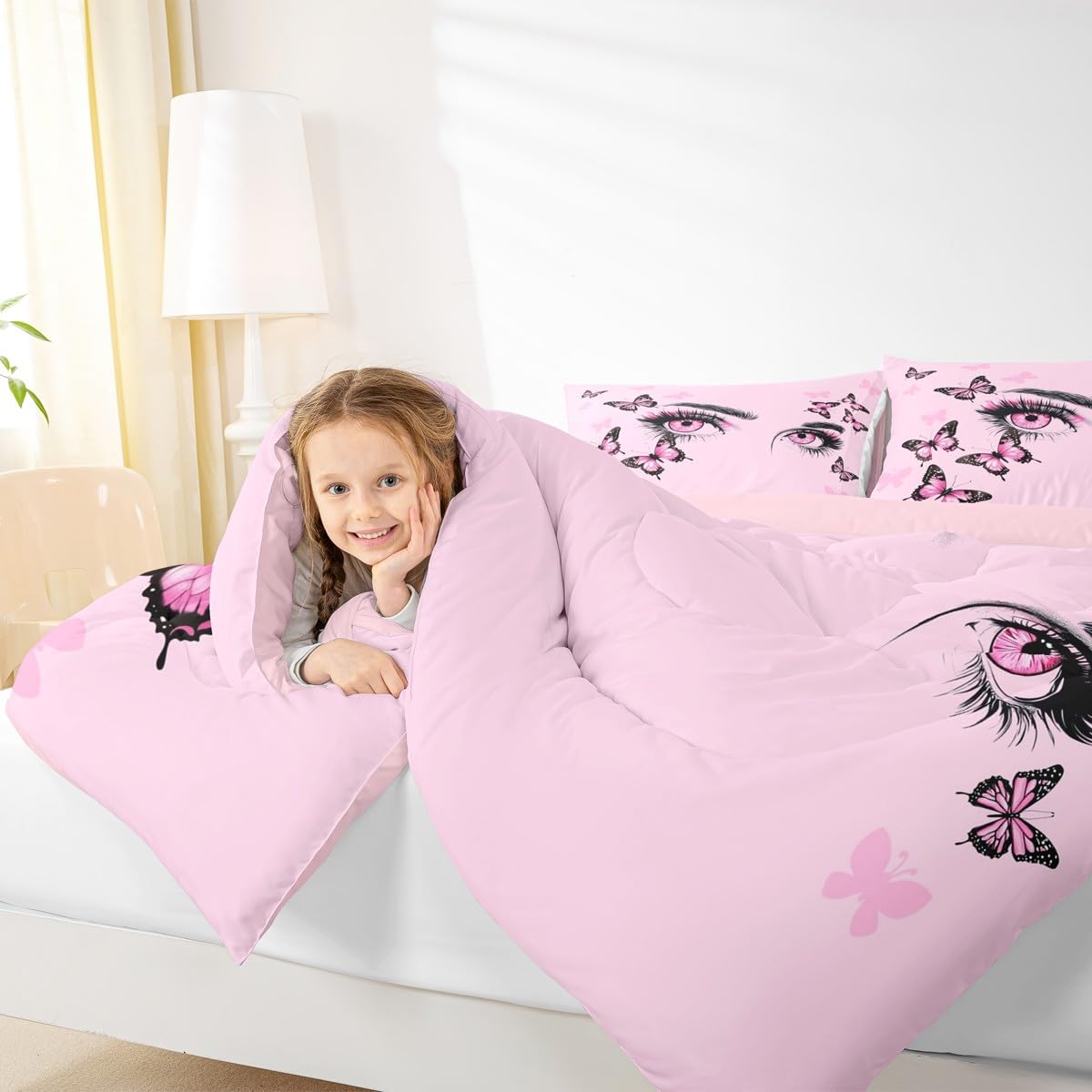 Eyelash Bedding Set Queen Size 3 Pcs for Boys Girls (Multi 802 / Queen)