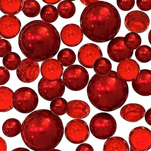 100 Floating Red Pearls (Red / 100 Pearls & Gems+LightsWarmWhite)