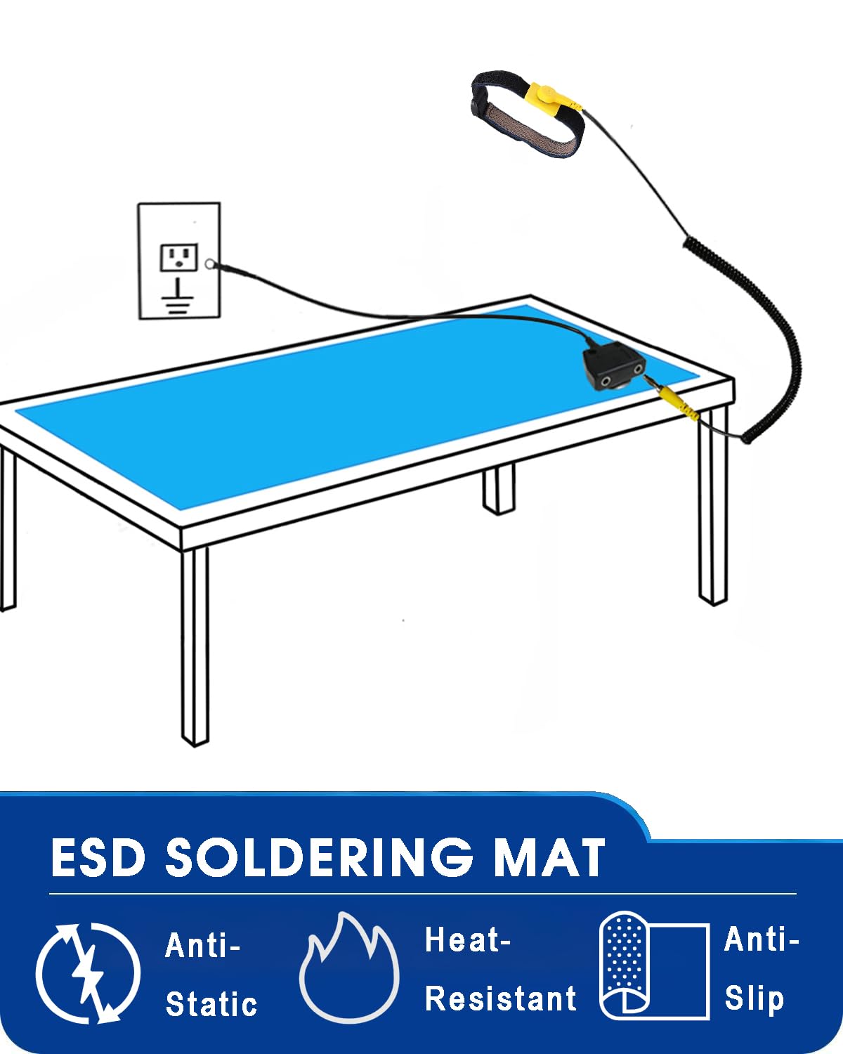 Anti Static ESD Mat for Electronics Repair (17"X25" / Blue)