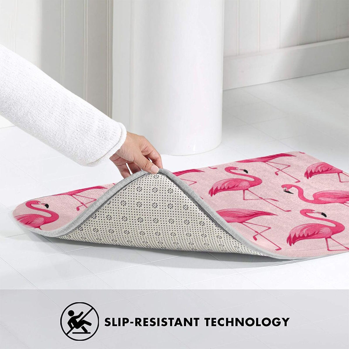 Pink Flamingo Bath Mat Non (1'8" x 2'8" (Rectangular) / Pink Flamingo)