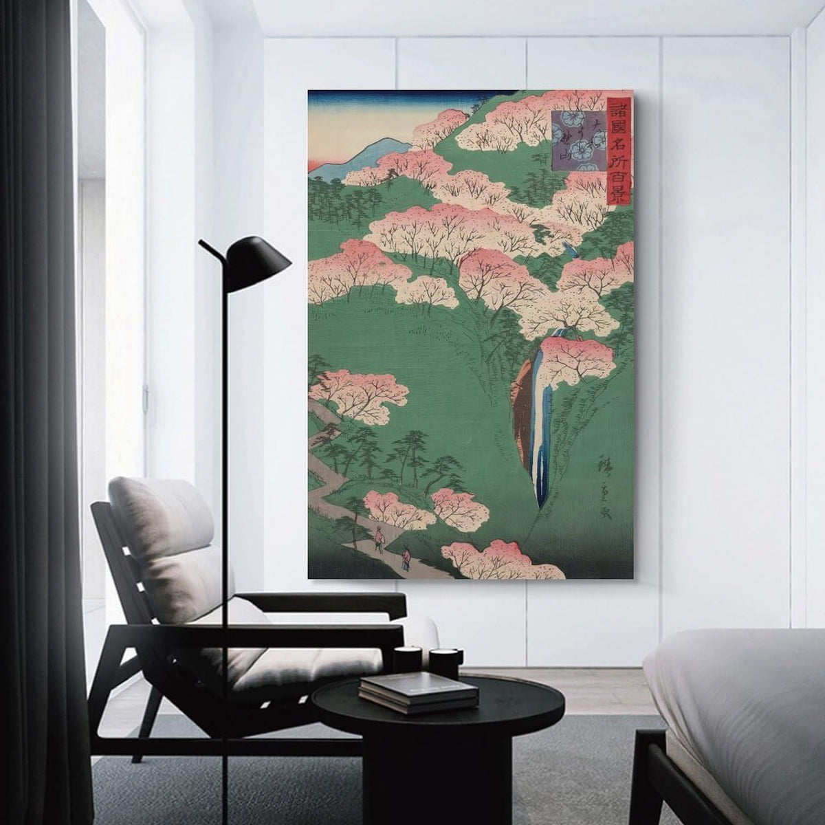 Utagawa Hiroshige Yamato Yoshinoyama Canvas Printing Wall Art Prints Japanese Ukiyoe Cherry Blossom Mountain Waterfall Landscape Posters Zen Japandi Living Room Bedroom Wall Decor 16x24inch (style-10 / 24"L x 16"W)