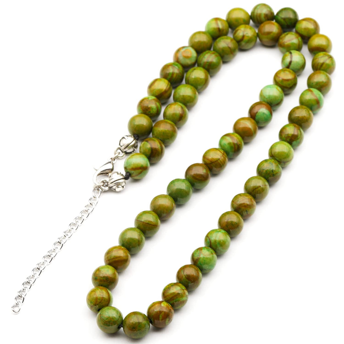 Natural Green Jasper Beaded Choker Necklace (Green Jasper / 34 Inches)