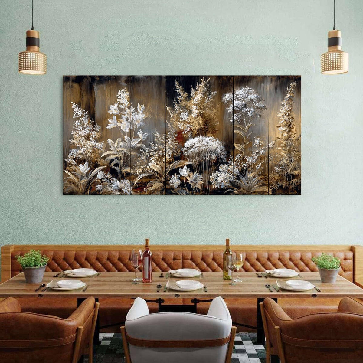 Rustic Flowers Canvas Wall Art Country Wildflowers Painting Picture Aesthetic Botanical Garden Landscape Poster Prints Artwork for Living Room Girls Bedroom Bathroom Sofa French Home Decoration 30x60 (57.8"L x 30"W / White Flower)