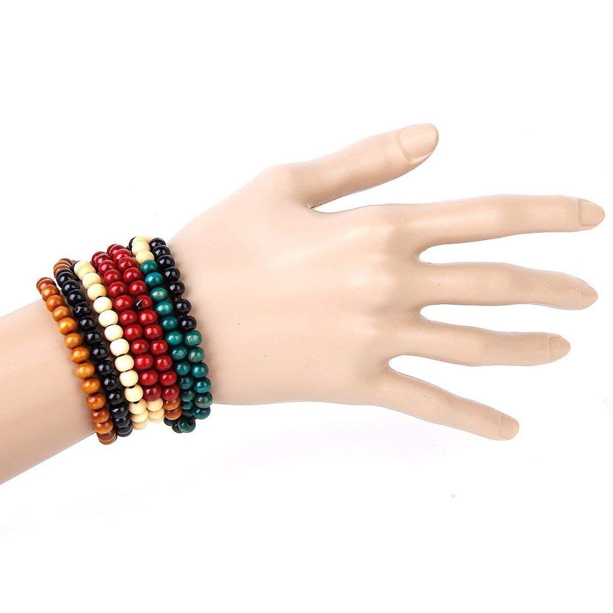 9 Pcs Mens Womens Wood Chain Bracelets (9PCS)