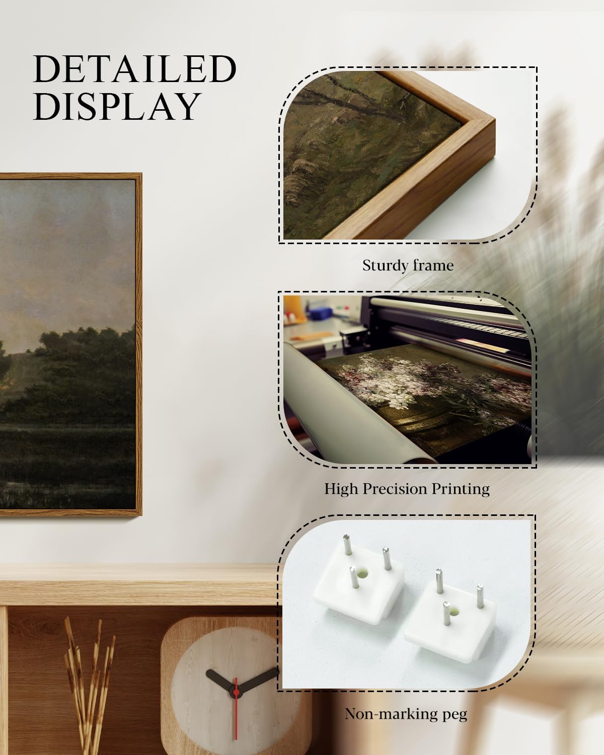 Vintage Framed Landscape Wall Art Set of 3 12x16 Countryside Lake Canvas Painting (Field Triptych / 12"x16"x3)