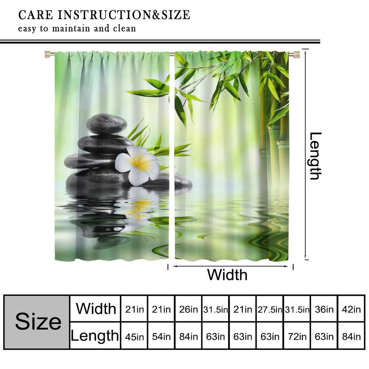 Zen Garden Curtains (21"W x 54"L (Pack of 2) / Style)