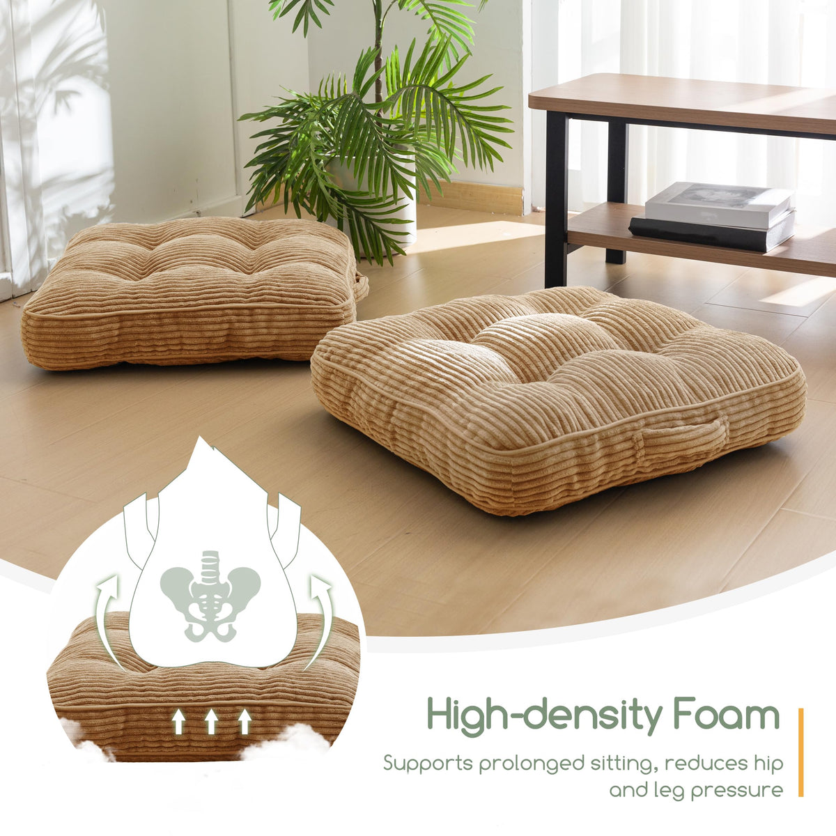 Floor Pillow Cushion for Adults (Square Coffee / 4" Thick(Pack of 1))