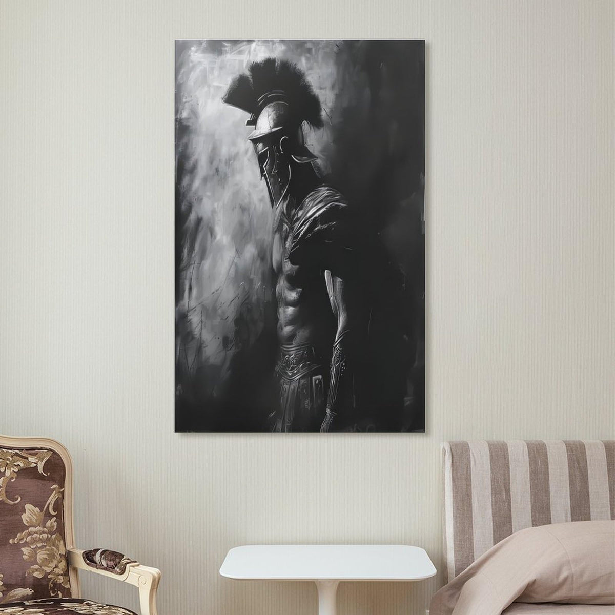 Black White Charcoal Sketch Roman Gladiator Canvas Printing Wall Art Prints Wall Decor Posters Monochrome Warrior Minimalist Scandinavian Bedroom Living Room Office Decor 20x30inch (style-41 / 20x30inch(50x75cm) Frame)