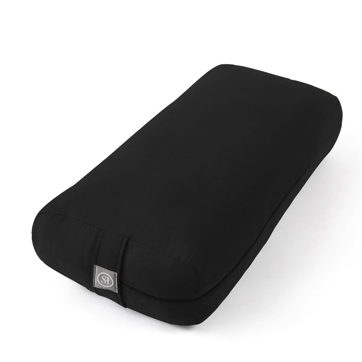 Yoga Bolster Pillow for Meditation (Black / Rectangular (Filled with 100% Cotton))