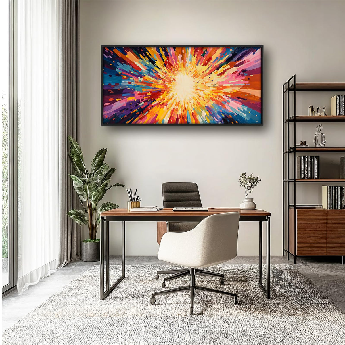 Colorful Abstract Sun Large Wall Art Boho Wall Decor Canvas Framed Pictures Painting Artwork For Living Room Bedroom Office 30"X60" (Colorful Abstract Sun / 60"L x 30"W)