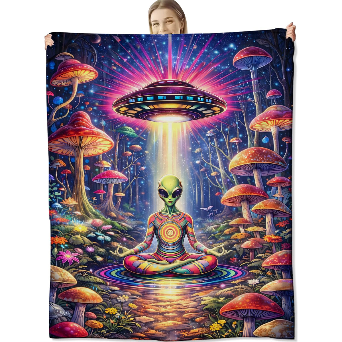 Alien UFO Blanket for Sci (80x60 Inch / Alien)