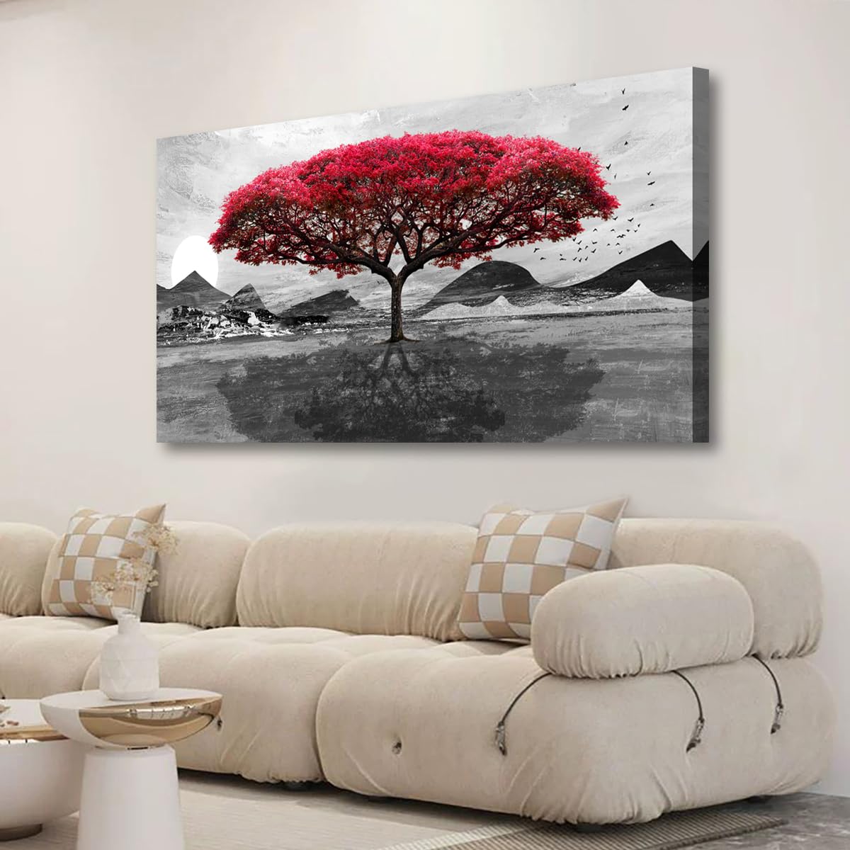 Red Tree of Life Pictures Canvas Wall Art for Living room Office Bedroom Wall Decor (40"L x 20"W / Red Tree of Life)