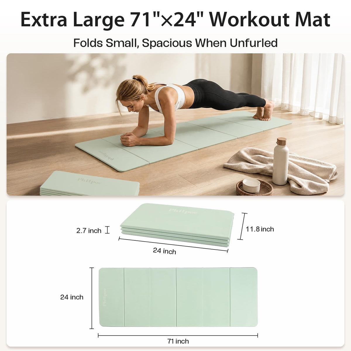 Foldable Yoga Mat 0.43in (Light Green)