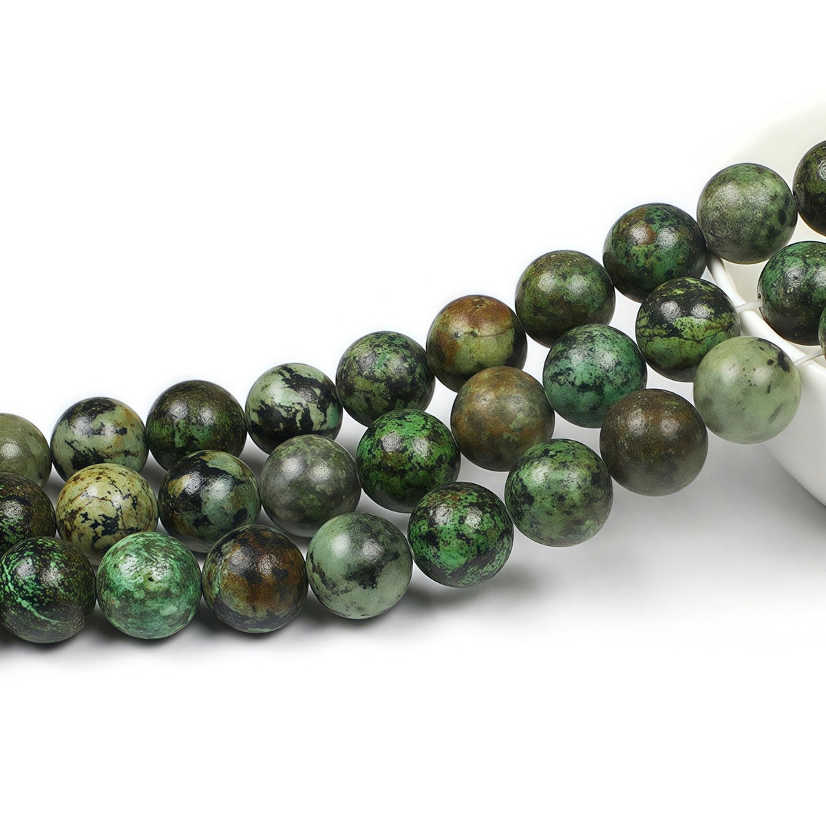 Natural African Turquoise Beads Round Loose Stone Beads for Jewelry Making DIY Bracelet Necklace Accessory 15" (African Turquoise / 12mm)