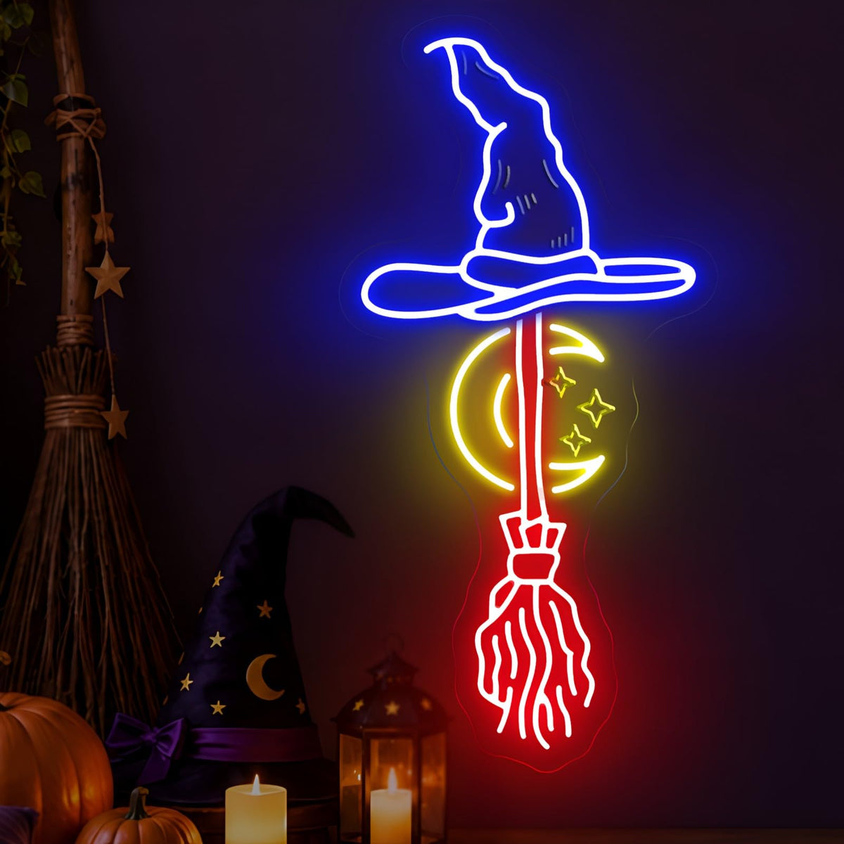 Witch Broom Neon Sign (Witch And Broom)