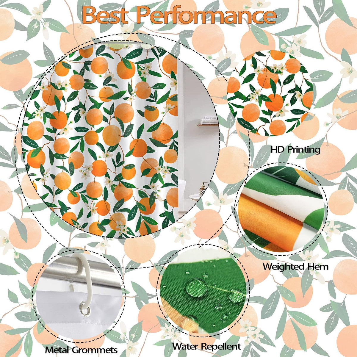 Orange Shower Curtain (Orange / 72"W x 72"L (Pack of 1))