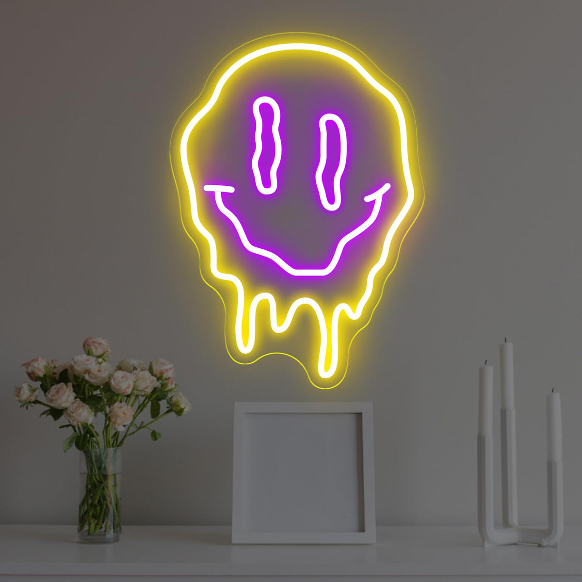 Melting Smiley Face Neon Sign for Bedroom Game Room Retro Y2K Wall Decor (Melting Smiles)