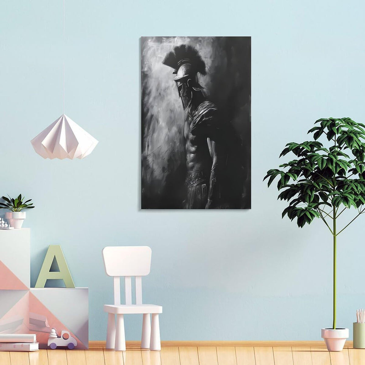 Black White Charcoal Sketch Roman Gladiator Canvas Printing Wall Art Prints Wall Decor Posters Monochrome Warrior Minimalist Scandinavian Bedroom Living Room Office Decor 12x18inch (style-41 / 12x18inch(30x45cm) Frame)