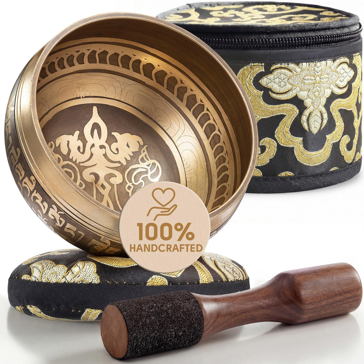 Tibetan Singing Bowl Set (Gold / With Case)