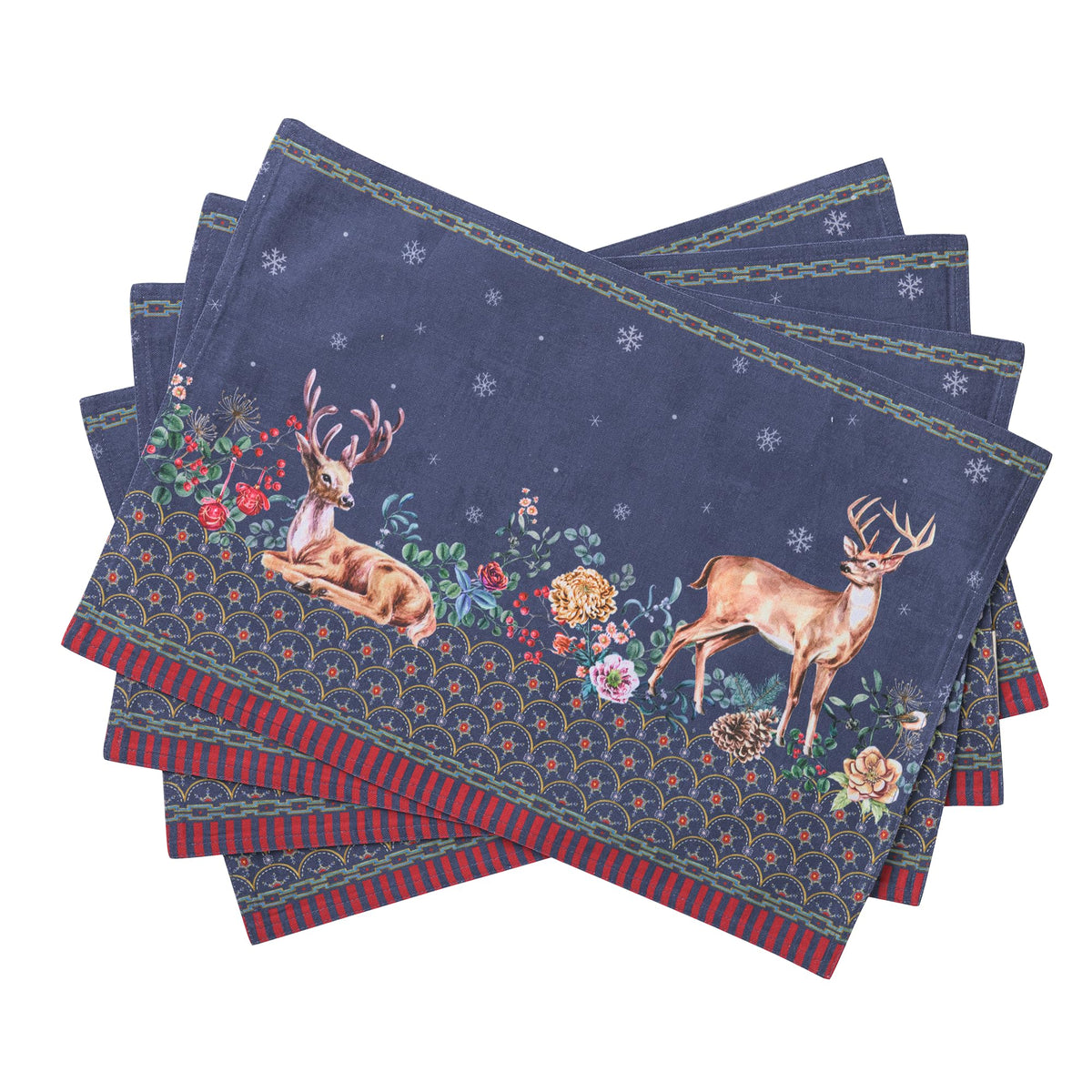 Placemats Set of 4 Reusable 100% Cotton (035 - Christmas Joy / 13" X 19" (Pack of 4))