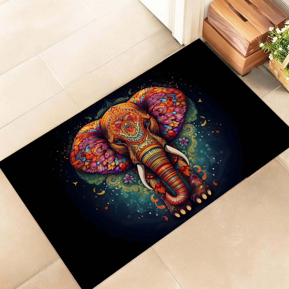 Colorful Elephant Indoor Door Mat (Elephant)